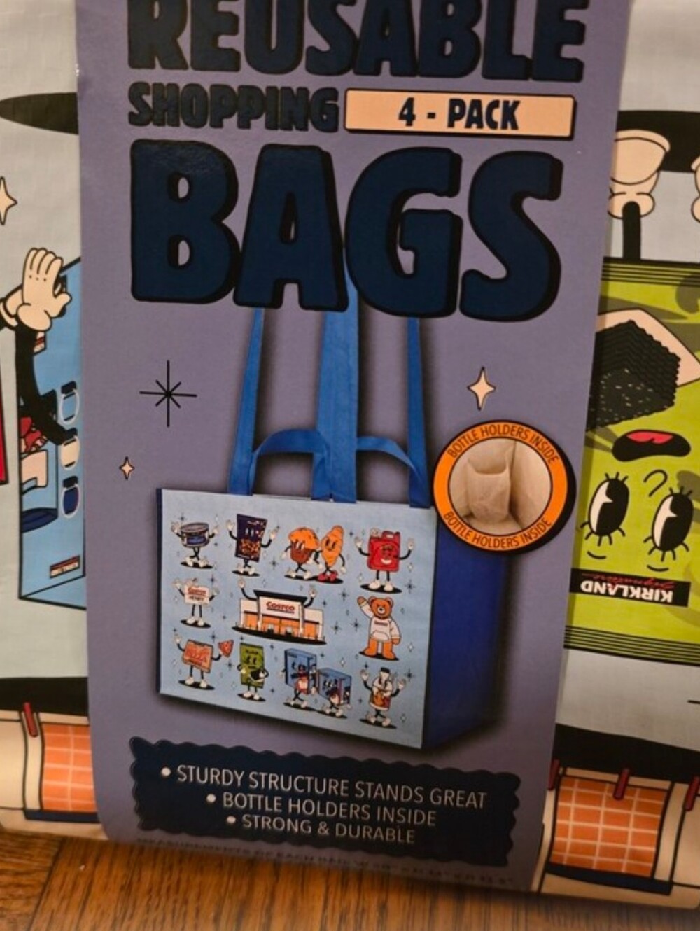 COSTCO KEEP COOL REUSABLE CHARACTER TOTE SHOPPING BAGS -4 BAGS -LARGE HEAVY DUTY - Picture 5 of 10